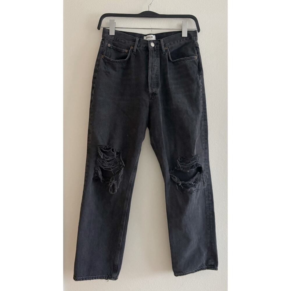 Agolde 100% Cotton Black Distressed Denim Size 28 90's Jean